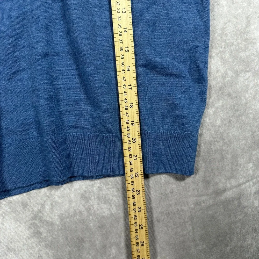 UNTUCKit Mens L Blue Extra Fine Merino Wool Quarter Zip Sweater Large